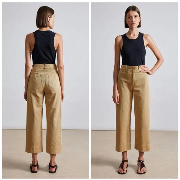 Apiece Apart Women size 4 Merida High Rise Kick Flare Chino Khaki Wide Leg Pants - Picture 1 of 13